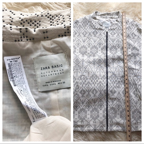 NEW Ecru ZARA BOMBER STYLE Printed COAT - Picture 7 of 8